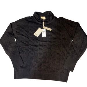 Elie Tahari Black Turtleneck Viscose Blend Sweater